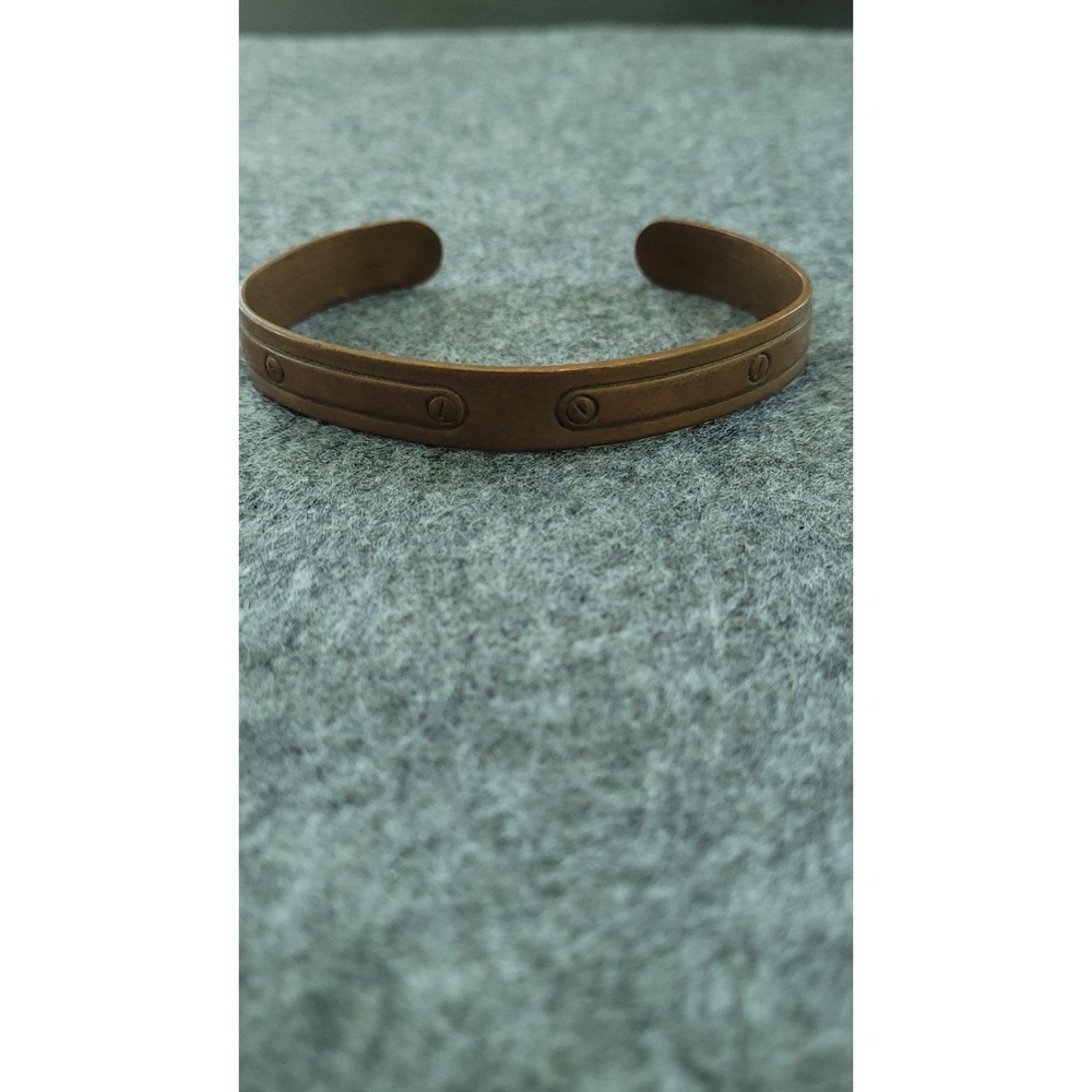 Vintage 1979 AVON Copper Cuff Bracelet Screw Rivet Motif 21.2g 1in Opening